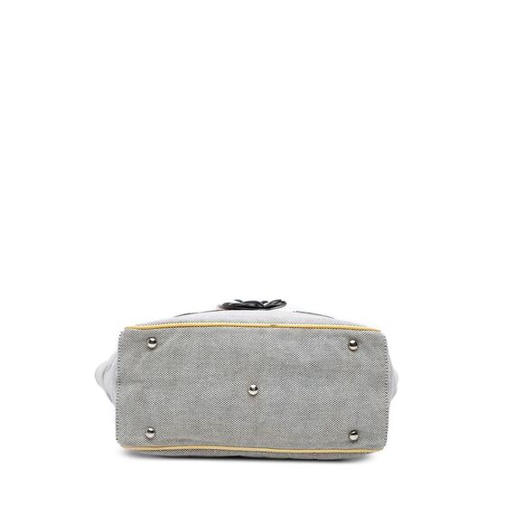 Pre Loved chanel Quilted Canvas Tote Bag Women Gray Tote Bags - Picture 3 of 8